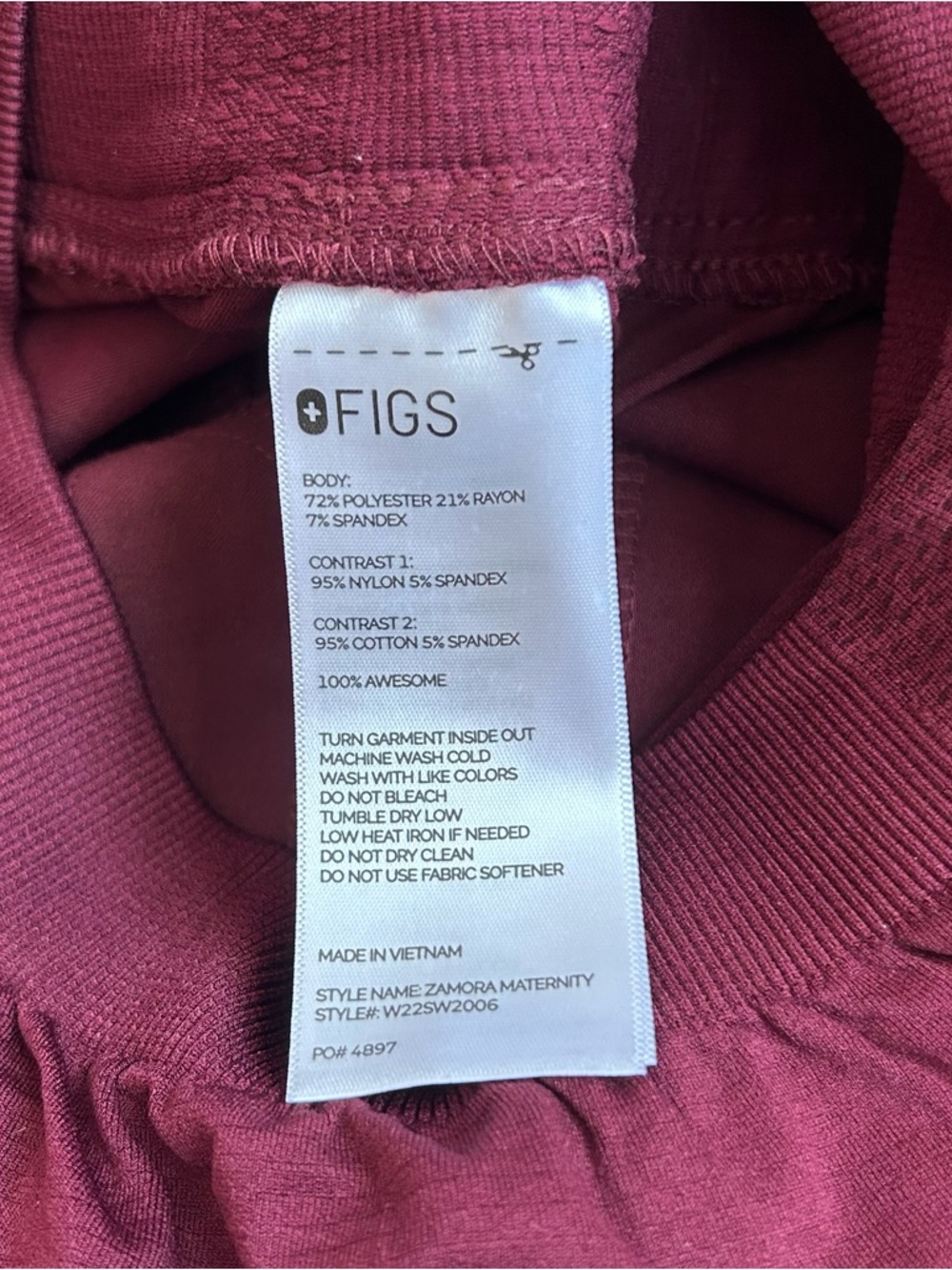 FIGS Zamora Jogger Womens Size S/P Burgundy Scrub Pants W18SW2005P - Picture 5 of 8